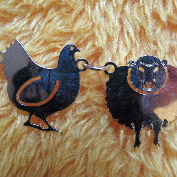 AMAZING-BARNYARD-NECKLACE-LINKS-PIG-HORSE-COW-SHEEP-GOLD-WILD BRYDE-UNIQUE! - Picture 10 of 13